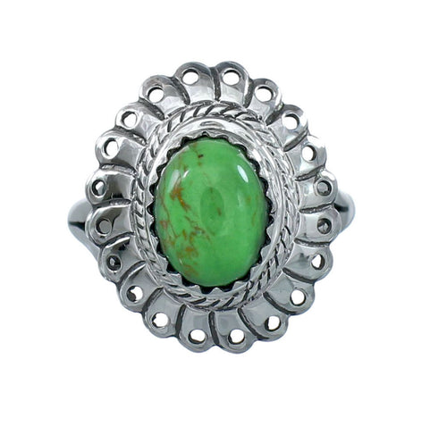 Southwestern Manmade Gaspeite Sterling Silver Ring Size 6-1/4 JX130379